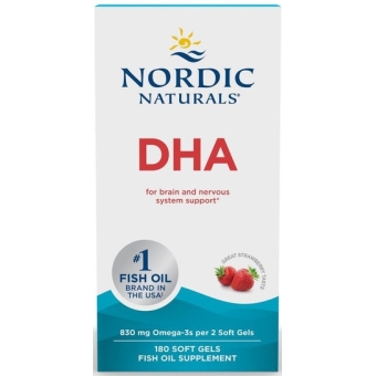 Nordic Naturals DHA 830mg (Kwasy omega-3 + DHA TRUSKAWKA) 180kapsułek cena 210,90zł