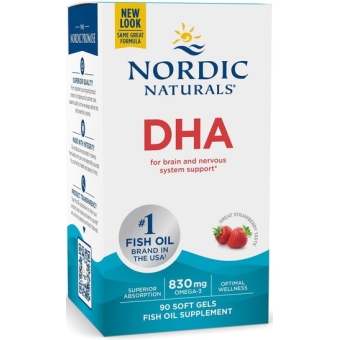 Nordic Naturals DHA 830mg (Kwasy omega-3 + DHA TRUSKAWKA) 90kapsułek cena 120,50zł