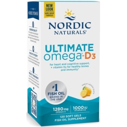 Nordic Naturals Ultimate Omega-D3 1280mg + 1000IU D3 (Kwasy omega-3 + wit. D3 CYTRYNA) 120kapsułek cena 208,45zł