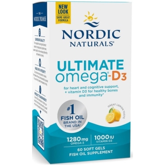 Nordic Naturals Ultimate Omega-D3 1280mg + 1000IU D3 (Kwasy omega-3 + wit. D3 CYTRYNA) 60kapsułek cena 130,60zł