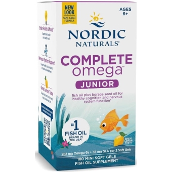 Nordic Naturals Complete Omega Junior 283mg + 35mg GLA (Kwasy omega-3-6-9 + GLA CYTRYNA) 180kapsułek cena 134,90zł