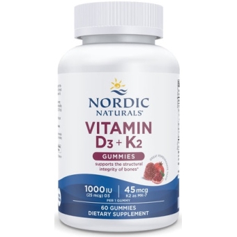 Nordic Naturals Vitamin D3 1000IU + 45mcg K2 MK-7 (Witamina D3 + K2 MK-7 GRANAT) 60sztuk cena 91,49zł