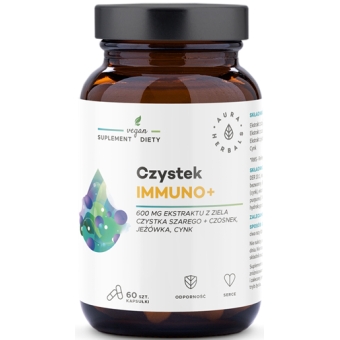 Aura Herbals Czystek Immuno+ 600mg 60kapsułek cena 30,50zł