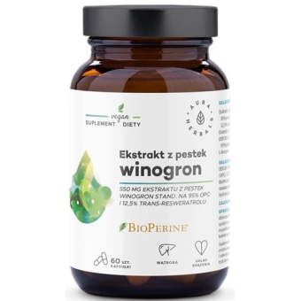 Aura Herbals Ekstrakt z pestek winogron 550mg 95% OPC 60kapsułek cena 43,50zł