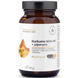 Aura Herbals Kurkuma 500mg BCM-95® + Piperyna 60kapsułek cena 42,98zł