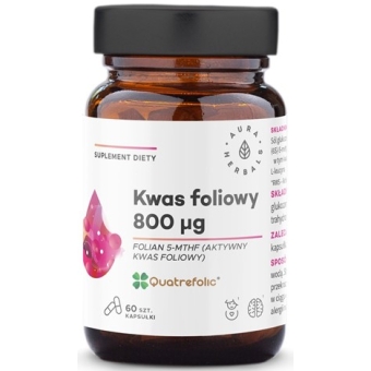 Aura Herbals Kwas foliowy 800µg Quatrefolic® 60kapsułek cena 31,60zł