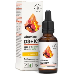 Aura Herbals Witamina D3 2000IU + K2 + Omega-3 krople 30ml cena 41,50zł