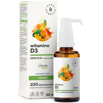 Aura Herbals Witamina D3 2000IU VEGAN krople 50ml cena 30,50zł