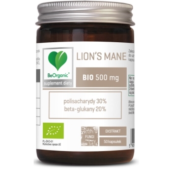 BeOrganic Lion's Mane BIO 500mg 50kapsułek cena 49,99zł