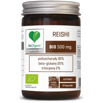 BeOrganic Reishi BIO 500mg 50kapsułek cena 49,99zł