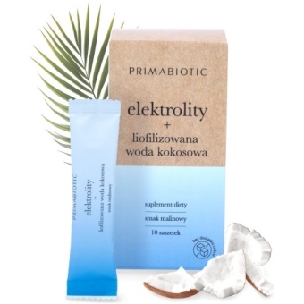 Primabiotic Elektrolity + Liofilozowana woda kokosowa (smak malinowy) 10saszetek cena 39,99zł