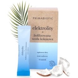Primabiotic Elektrolity + Liofilozowana woda kokosowa (smak malinowy) 10saszetek cena 39,99zł