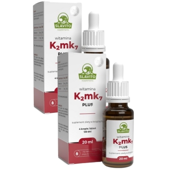 ZESTAW 2X Slavito Witamina K2MK7 200 mcg + Witamina E 15mg w oleju konopnym 20ml PROMOCJA cena 180,00zł