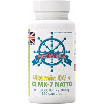 Navigator Witamina D3 10000 IU + K2 MK-7 Natto 200mcg 120kapsułek cena 99,90zł