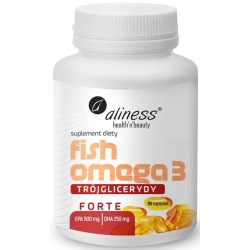 Aliness Fish Omega 3 FORTE Trójglicerydy 500/250mg 90kapsułek cena 74,90zł