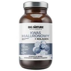 Big Nature Kwas hialuronowy + kolagen 120tabletek cena 27,50zł