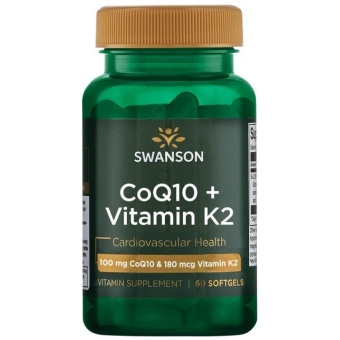 SWANSON Koenzym Q10 100mg + Witamina K2 180mcg 60kapsułek cena 119,90zł