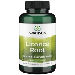SWANSON Licorice (Lukrecja) 450mg 100kapsułek cena 28,50zł