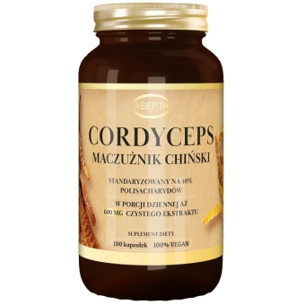 Asepta Cordyceps maczużnik chiński 600mg ekstraktu 100kapsułek cena 69,00zł