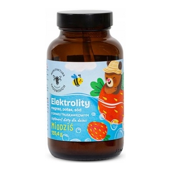 Miodziś Elektrolity dla dzieci o smaku truskawkowym 135,4g Pasieki Rodziny Sadowskich cena 39,00zł