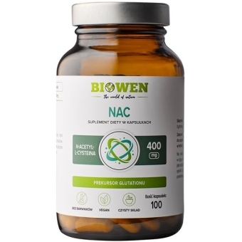 Biowen NAC (N-acetylo-L-cysteina) 400mg 100kapsułek cena 64,99zł