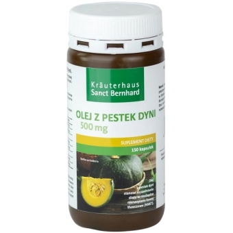 Sanct Bernhard Olej z pestek dyni 500mg 150kapsułek cena 29,90zł