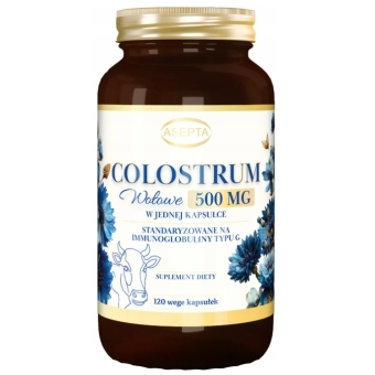 Colostrum Wołowe (colostrum bovinum) 500mg 120kapsułek Asepta cena 84,90zł