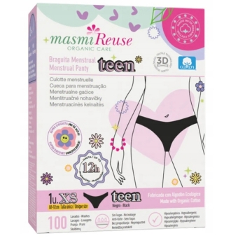 Masmi Majtki menstruacyjne ekologiczne dla Nastolatek100% bawełna XS cena 89,00zł