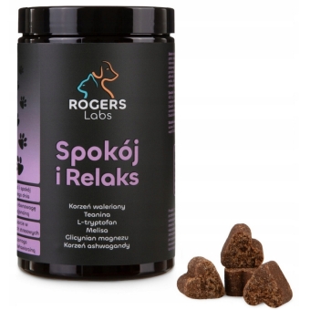 Spokój i relaks emocjonalna równowaga kąski dla psa i kota 180g Rogers Labs cena 109,00zł