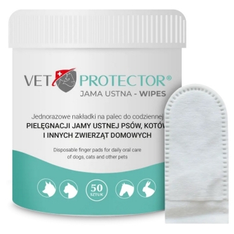 VET PROTECTOR Jama ustna Wipes nakładki na palec do higieny jamy ustnej 50sztuk cena 29,00zł