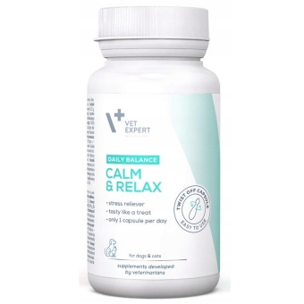 VetExpert Calm&Relax na objawy stresu dla psów i kotów 30kapsułek cena 31,90zł