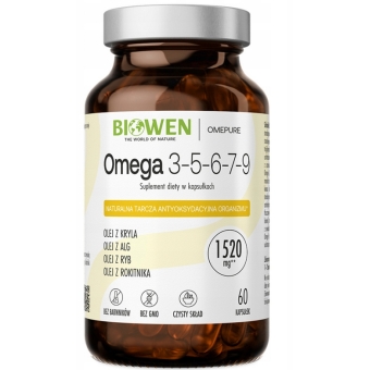 Biowen Omega 3-5-6-7-9 60kapsułek cena 99,99zł