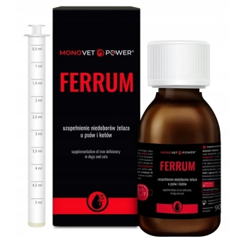 Monovet Power Ferrum uzupełnienie niedoboru żelaza u psów i kotów 90ml cena 53,90zł