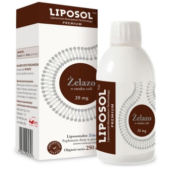 Liposol Liposomalne żelazo 20mg o smaku coli płyn 250ml cena 64,90zł