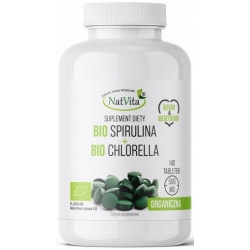 Natvita Spirulina BIO + Chlorella BIO 140tabletek cena 19,99zł