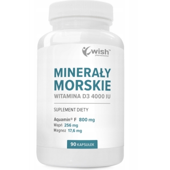 Minerały morskie Aquamin wapń magnez witamina D3 4000IU 90kapsułek Wish Pharmaceutical cena 38,90zł