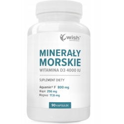 Minerały morskie Aquamin wapń magnez witamina D3 4000IU 90kapsułek Wish Pharmaceutical cena 38,90zł