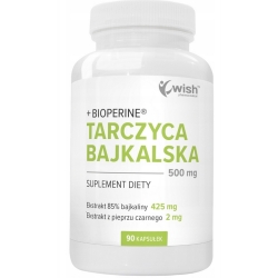 Tarczyca bajkalska 500mg + BioPerine 90kapsułek Wish Pharmaceutical cena 58,90zł