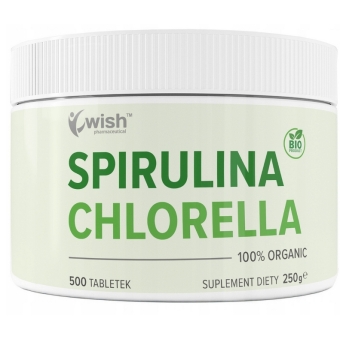 Chlorella organiczna spirulina organiczna 500tabletek Wish Pharmaceutical cena 59,00zł