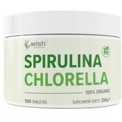 Chlorella organiczna spirulina organiczna 500tabletek Wish Pharmaceutical cena 59,00zł