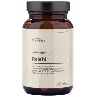 Aura Herbals Mycodrop Reishi 30:1  ekstrakt z owocnika reishi 60kapsułek cena 43,95zł