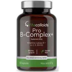 Pro B-Complex+ Kompleks Witamin B + A C E D3 K2 100kapsułek Vege  Vitacolloids cena 59,00zł