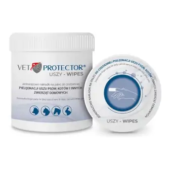 Vet Protector Wipes nakładki do czyszczenia uszu dla psa kota 50sztuk cena 34,90zł