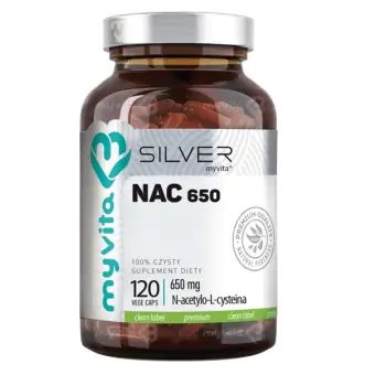 Myvita Silver Pure NAC 650 mg N-Acetylocysteina 120kapsułek cena 47,90zł