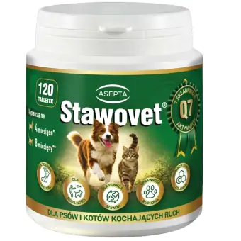 Asepta Stawovet Q7 na stawy dla psów i kotów 120tabletek cena 118,00zł
