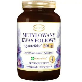 Asepta Metylowany kwas foliowy 600µg Folian 5-MTHF Quatrefolic 120kapsułek cena 56,00zł