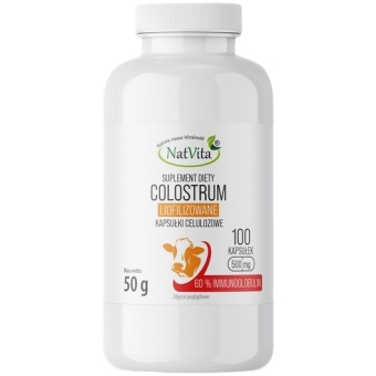 Natvita Colostrum Liofilizowane 500mg 100kapsułek cena 100,50zł