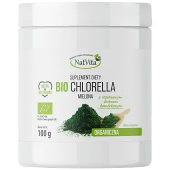 Natvita Chlorella mielona BIO 100g cena 25,50zł