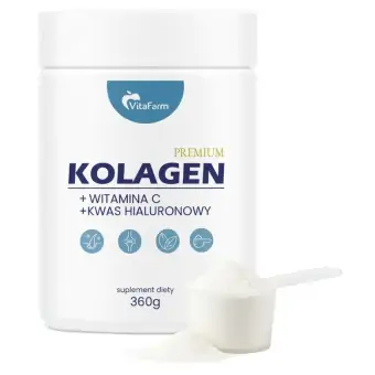 Kolagen rybi z witaminą C i kwasem hialuronowym proszek 360g Vitafarm cena 89,00zł