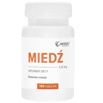 Miedź 2,5mg Glukonian miedzi 180tabletek Wish Pharmaceutical cena 19,90zł